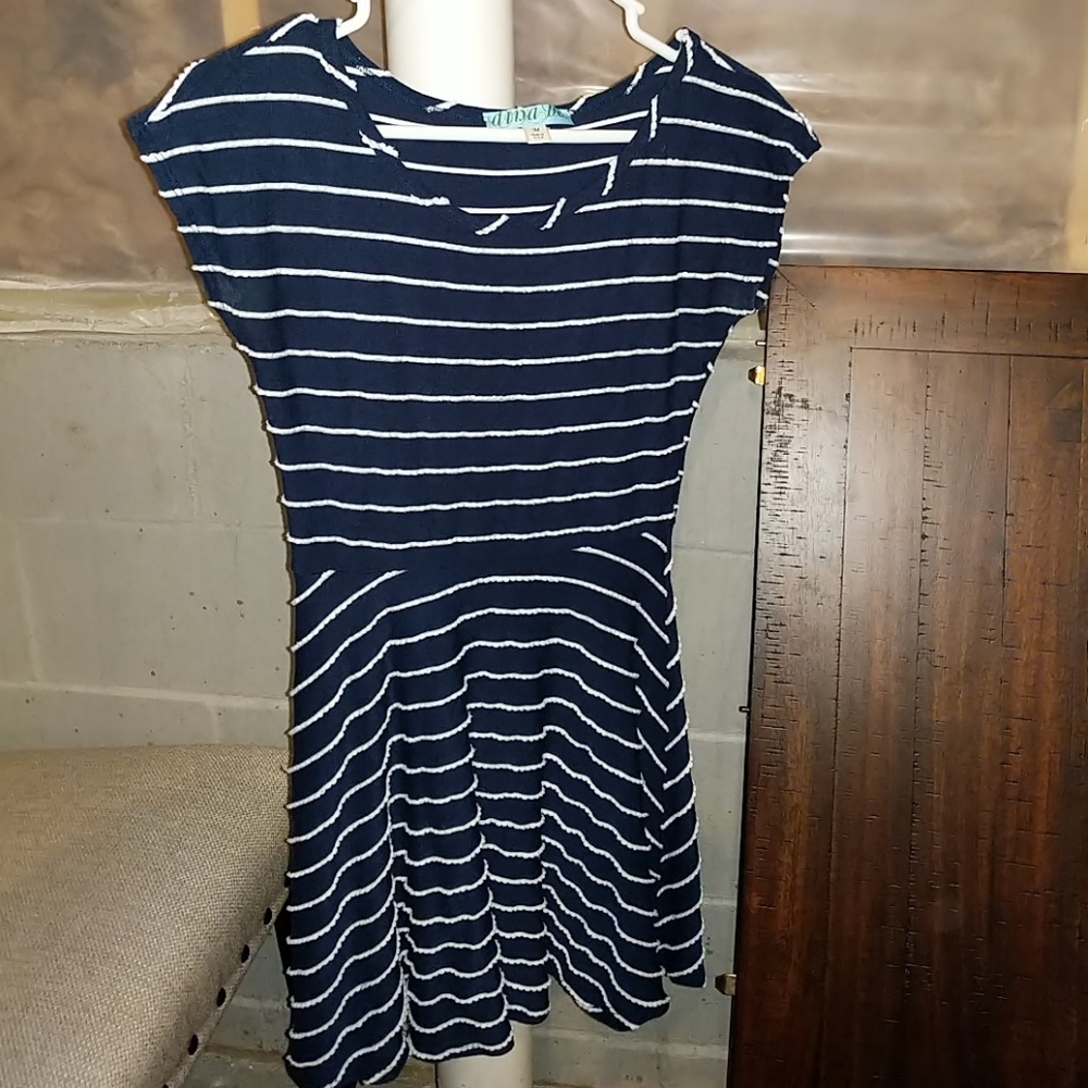 Navy blue white striped dress Francesca's